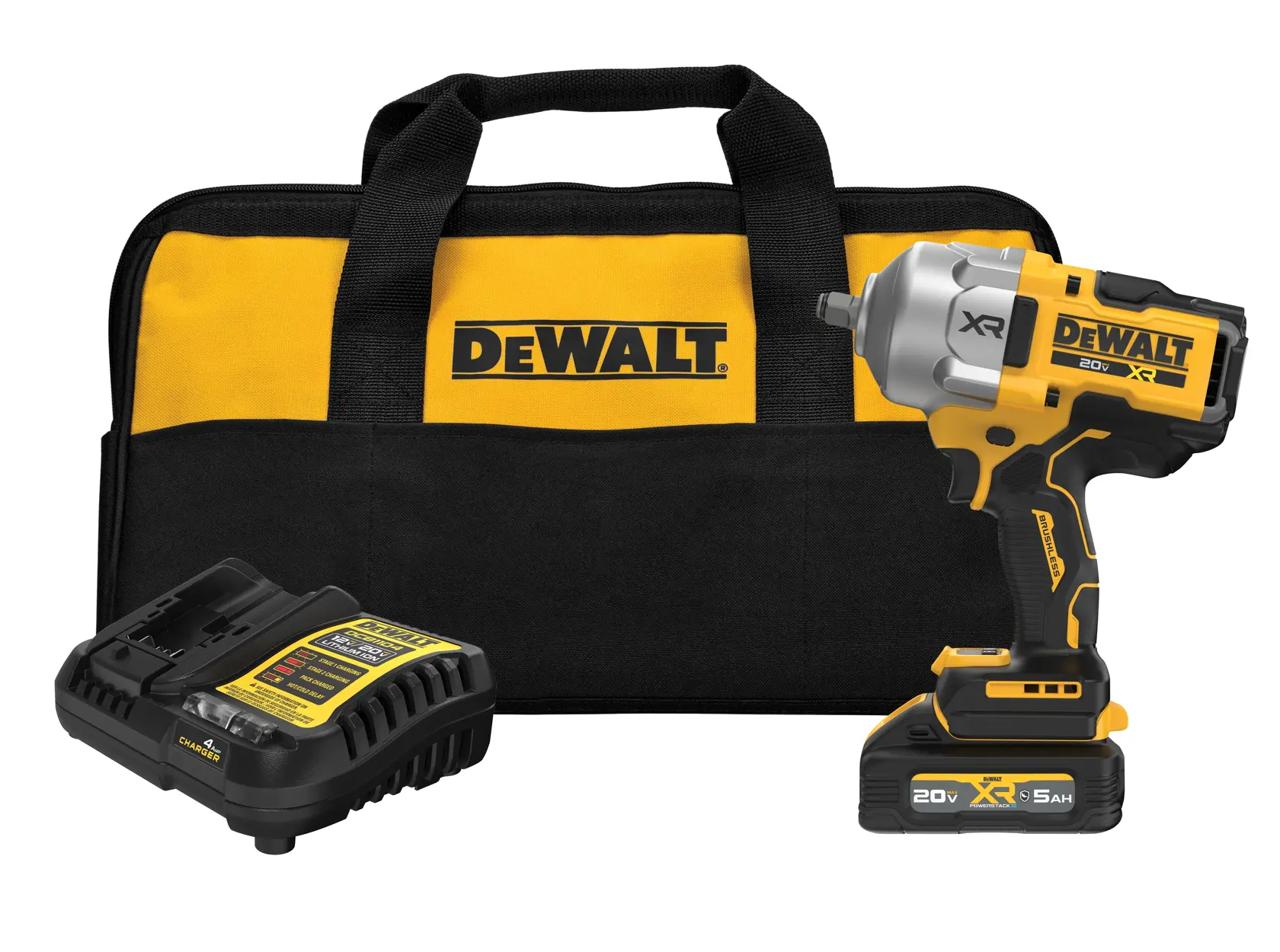 20V MAX* XR® Brushless Cordless 1/2 In High Torque Impact Wrench With Hog Ring Anvil Kit