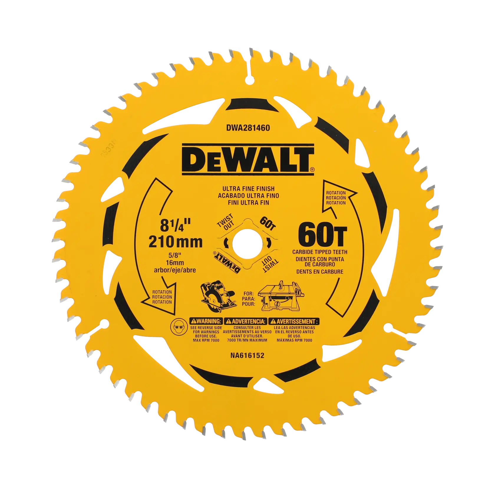 DEWALT® 8-1/4" 60T Circular Saw Blade