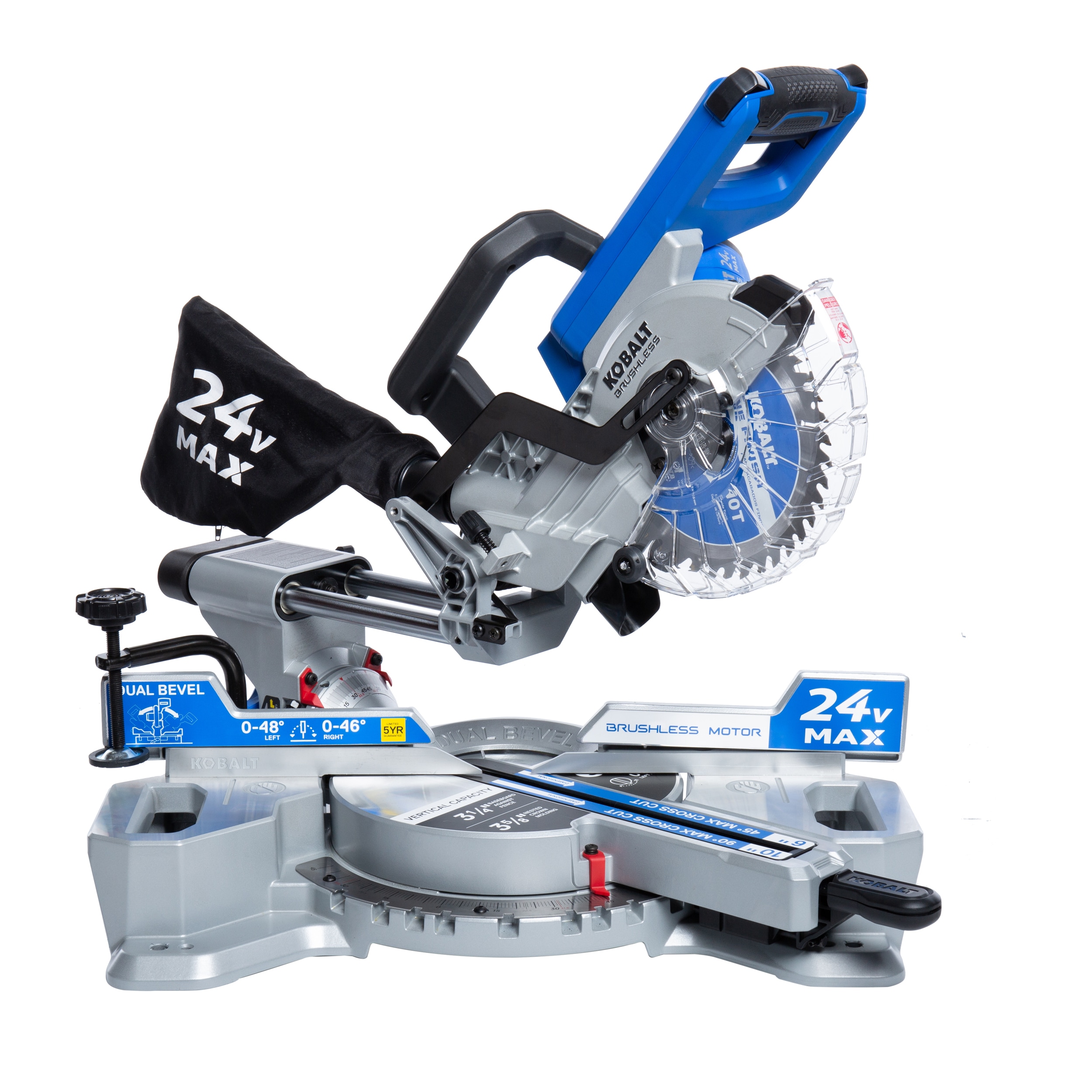Kobalt 7-1/4-in 24-volt Dual Bevel Sliding Compound Cordless Miter Saw